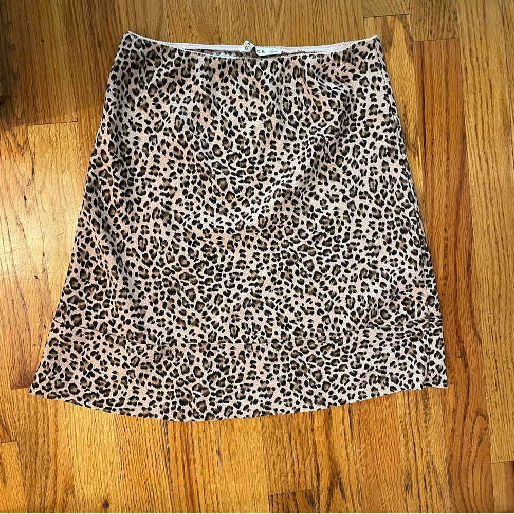 Vintage Cheetah print silk slip skirt